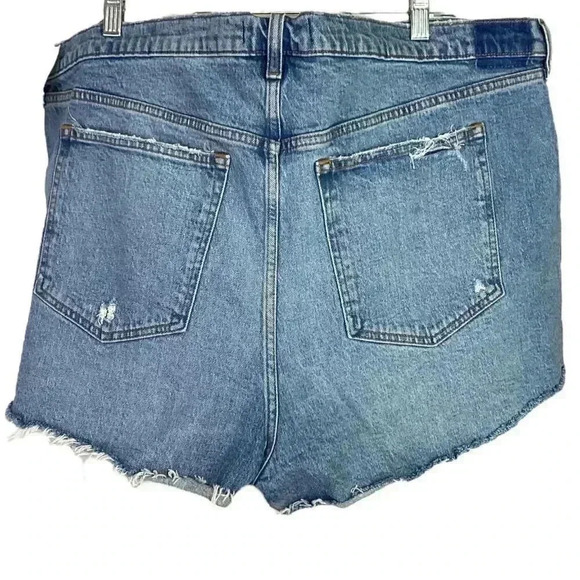 Abercrombie & Fitch Women 22 36 High Rise The Mom Cutoff Shorts Blue Raw Hem NEW - Picture 7 of 10